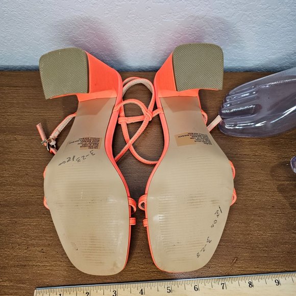 Neon Orange Ankle Strap heels size 7.5 - Picture 10 of 12